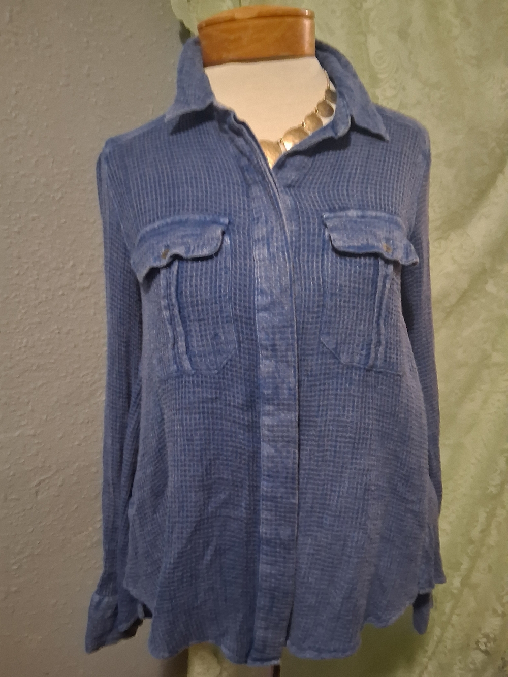 Free People Acid Wash Boyfriend Shirt 